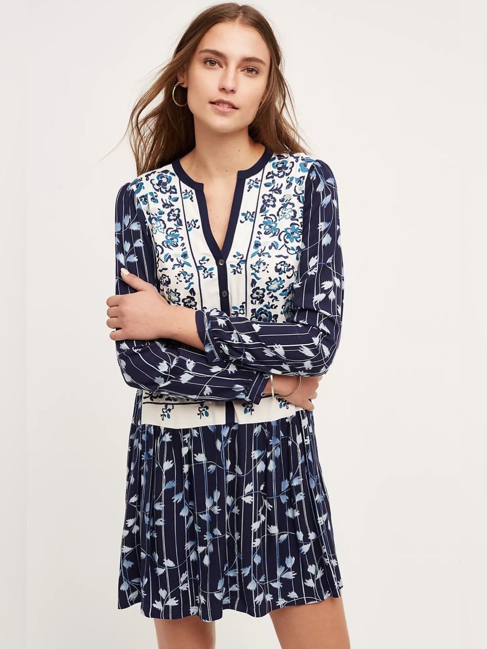 Anthropologie Tiny Semele Shirtdress floral embroidered size Small